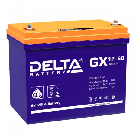 Гелевая аккумуляторная батарея Delta GX 12-60 (60 А/ч / 12v)